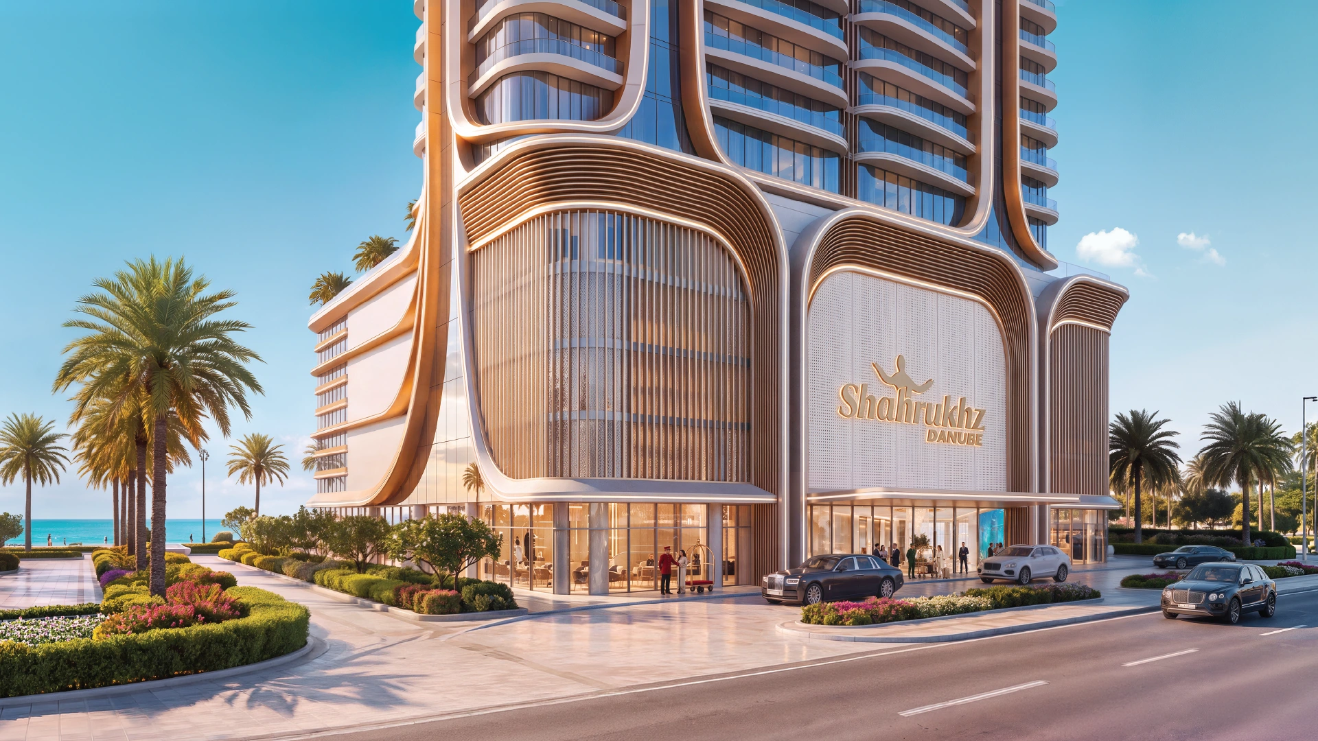 Shahrukhz Residences by Danube waterfront tower, Dubai (official Danube render)